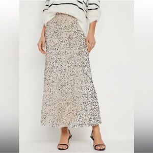 Old Navy Champagne Gold Sequin A-Line Midi Skirt